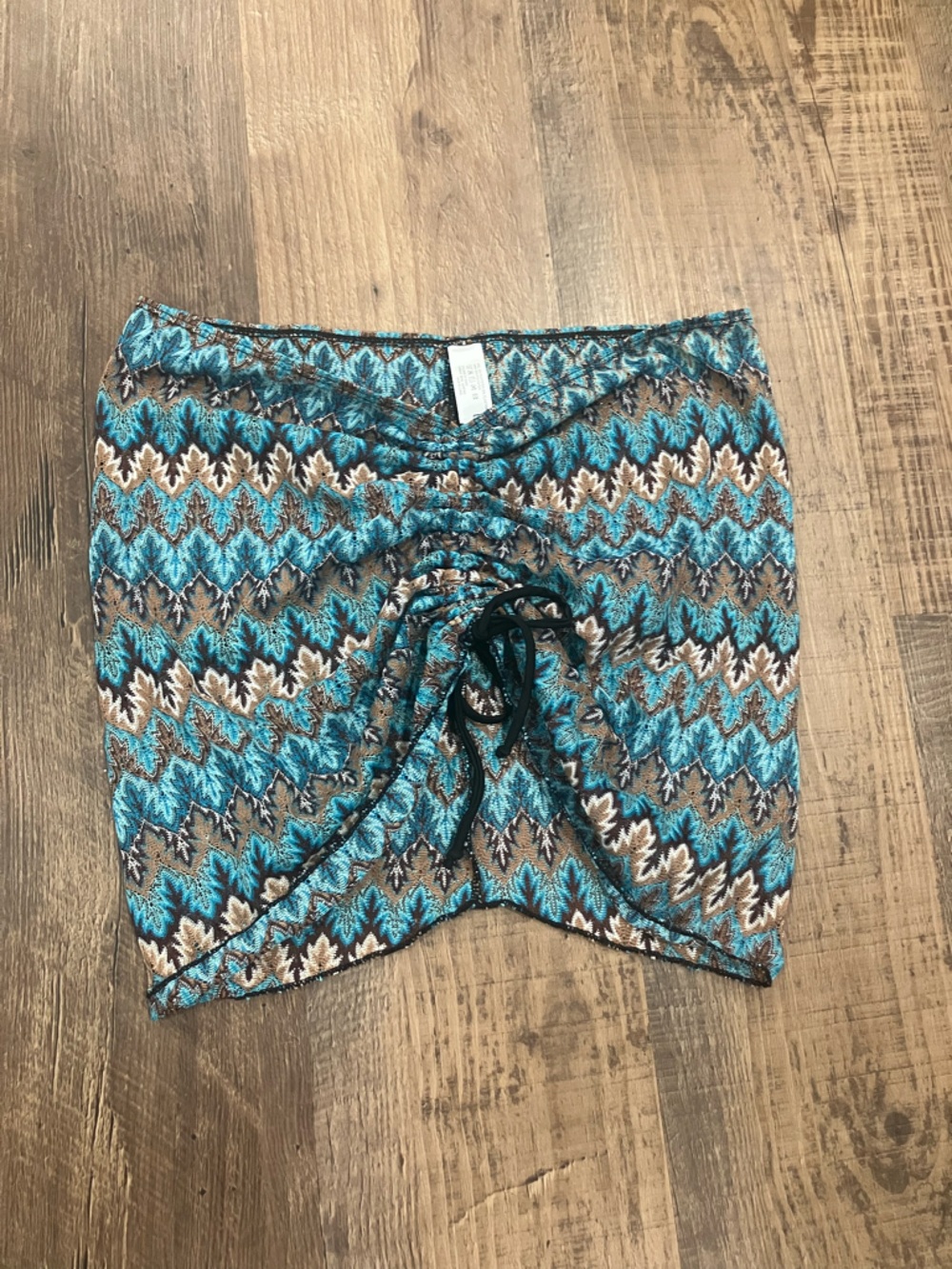 Women’s Mesh Patterned Swim Coverup Skirt with Tie